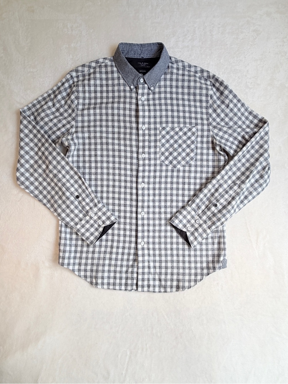 RAG & BONE Yokohama Gray and‎ White Check Button-Down Shirt - Medium